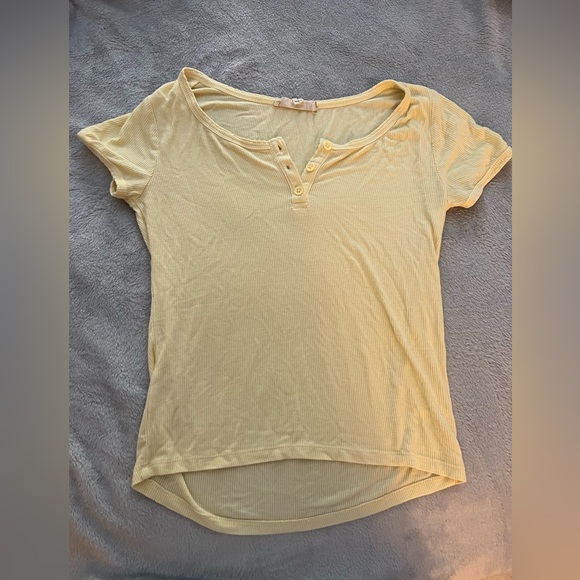 Pink Republic Tops - yellow Henley tee